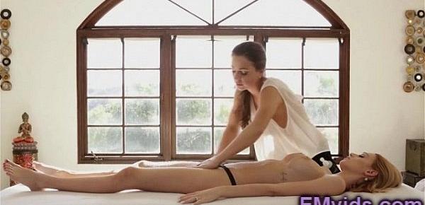  Sexy babes play after massage